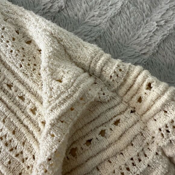 Zara Ivory Openwork Knit Dress Short Sleeve  Spring Fit & Flare Women’s Small - Picture 8 of 10